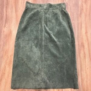 Vintage Sarah Taylor Suede Midi Skirt Green suede Pencil Dark Academia 5